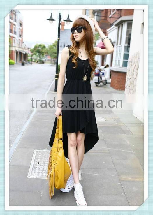 2016 summer Fashion round collar clothing ,sleeveless irregular dresses skirt, Dovetail vest design dress skirt