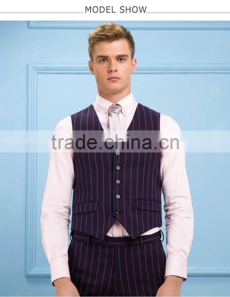 Daynoliao 2016 Double Breasted Vertical stripe T/R Material hot sale Offical Men's Suits