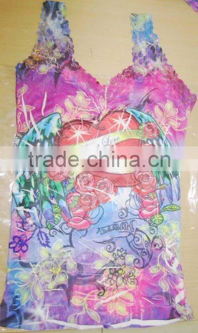 colorful printting seamless lady fashion vest top