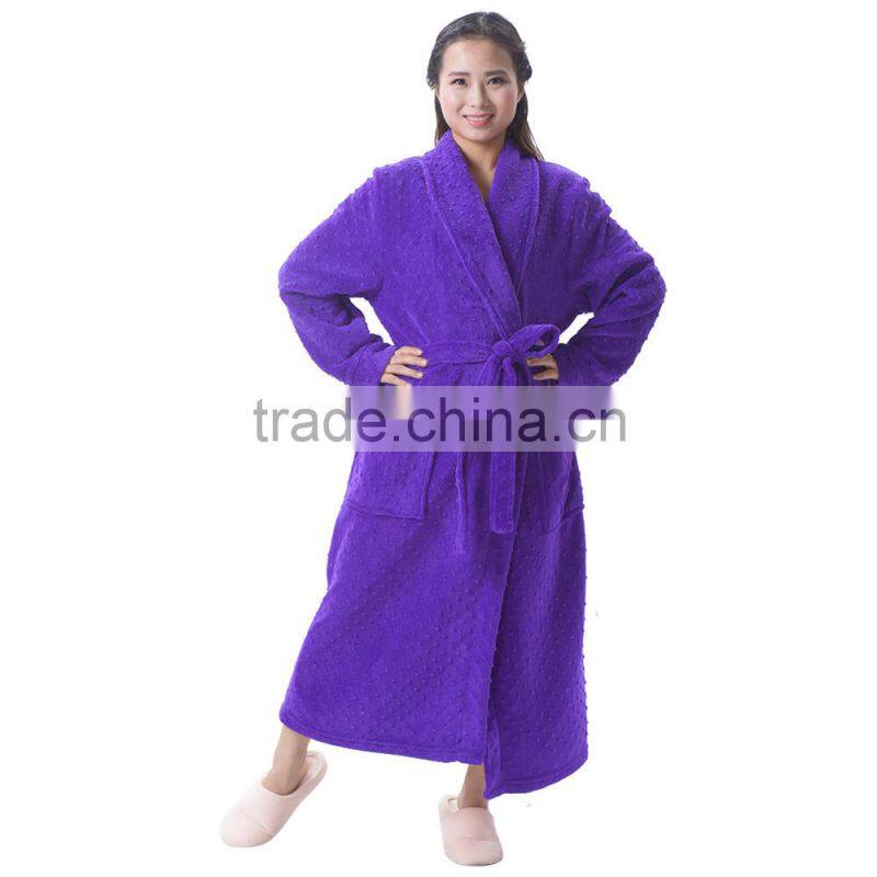 Soft Coral Fleece Flannel Bathrobe For Women