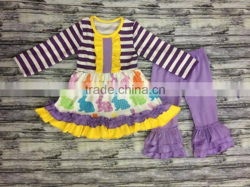 2016 Wholesale Children's Boutique Clothing Baby Clothes Girls Fall Plain Ruffle Outfits