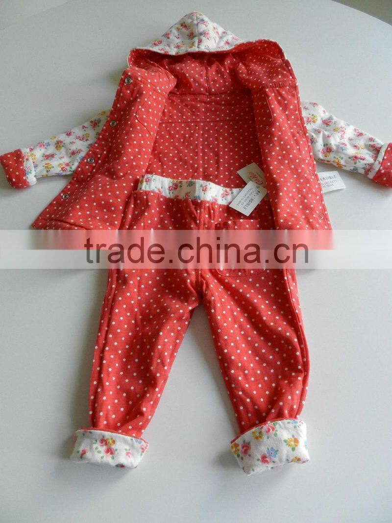 Baby Set Jacket and Trousers Reversable Floral Cotton Outfit