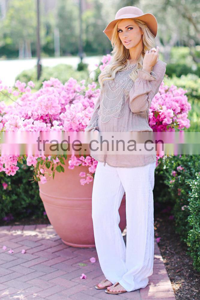 MATERNITY WEAR WHITE LINEN MATERNITY PANTS
