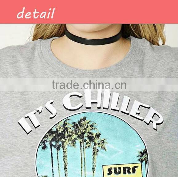 2017 O-neck cotton printed short sleeve mini T-shirt for lady