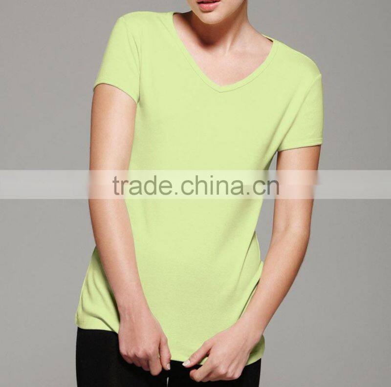 oem service women's cotton/spandex t shirt slim fitted