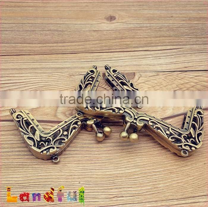 8.5cm Antique Bronze Clutch Sewing Metal Coin Lock Purse Frame