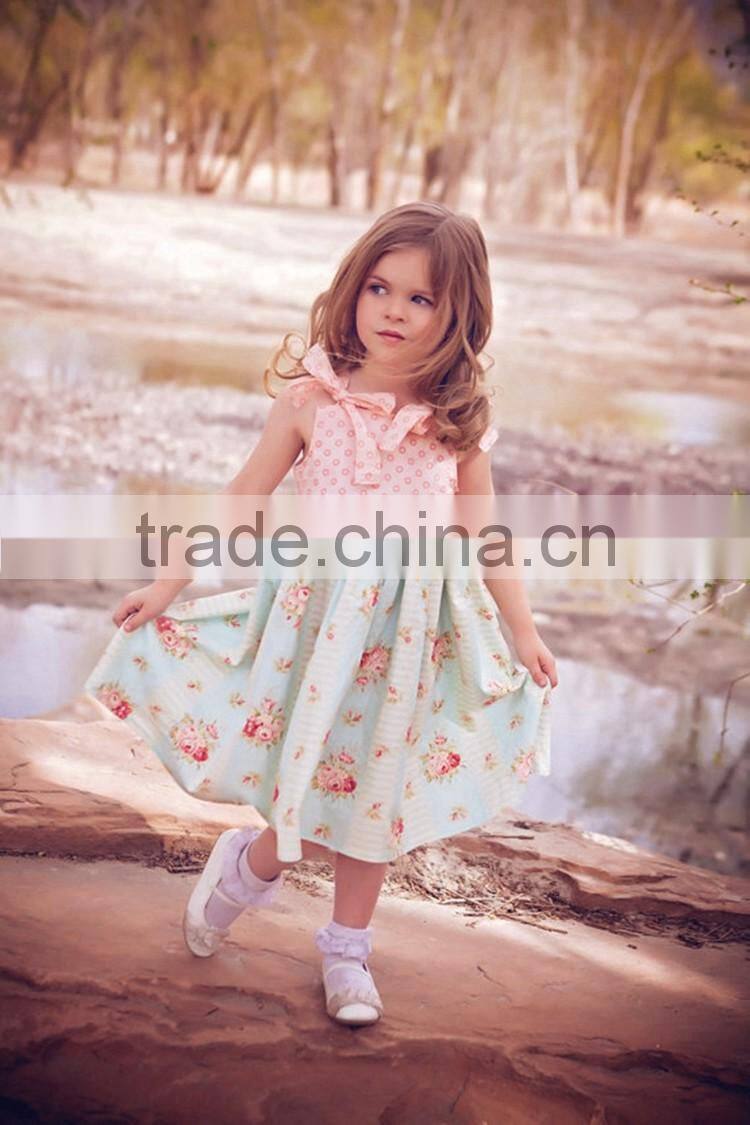 4th of july wholesale long sleeve red white chvvron stripe kids dress from yiwu conice