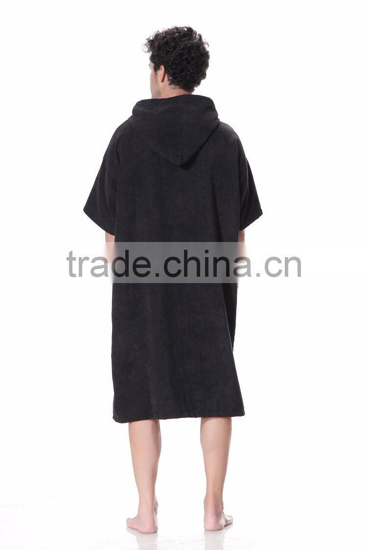 Changing poncho towel black microfiber