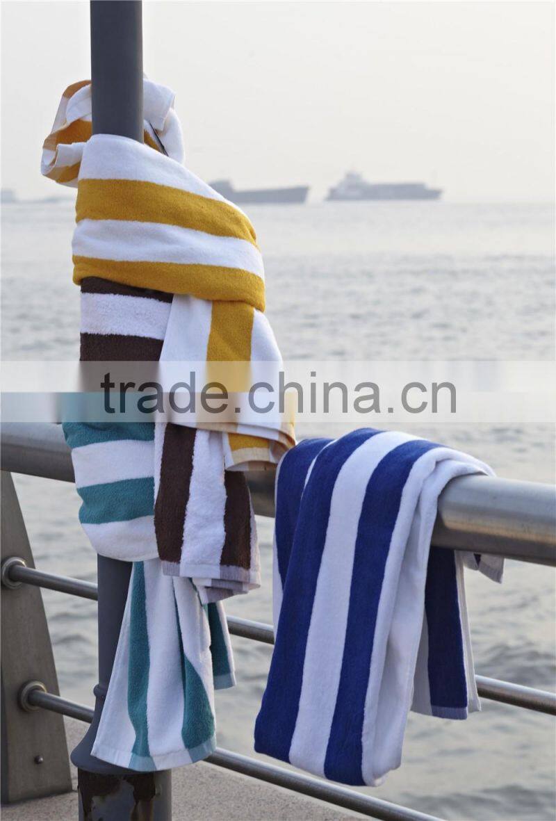Hot Sell White And Blue Cotton Stripe Custom Beach Towel