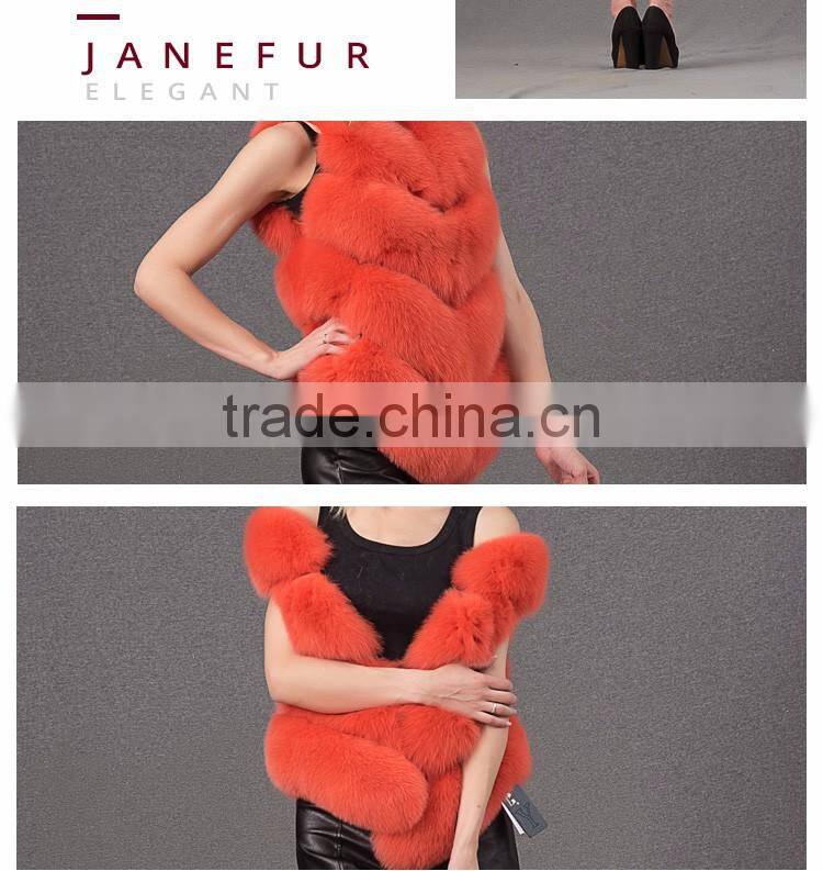 European style orange fox fur jacket for women
