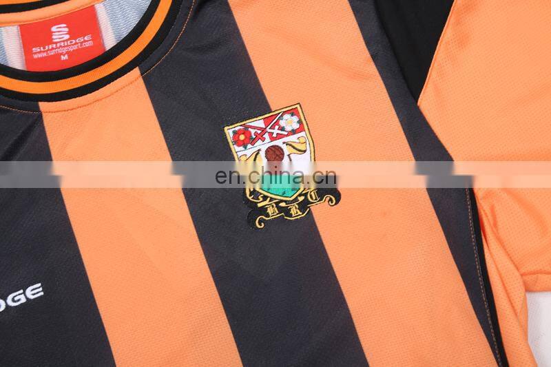 Customized soccer team logo embroidered patch striped soccer jersey