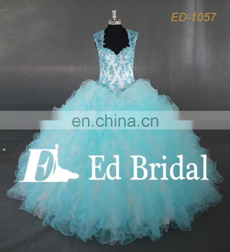 Plus Size Sweetheart Straps Bling Beads Western Pattern Blue Quinceanera Dresses Ball Gown