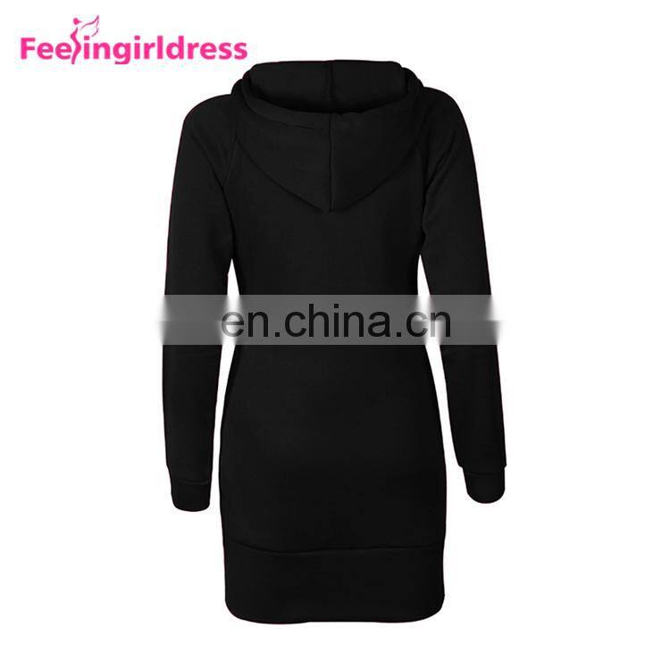 Hot Sale Plain Colour Pullover Winter Sweater Womens Hoodie Dress Long Sleeve