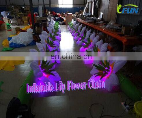 2016 Popular LED wedding decoration inflatable lily flower chain