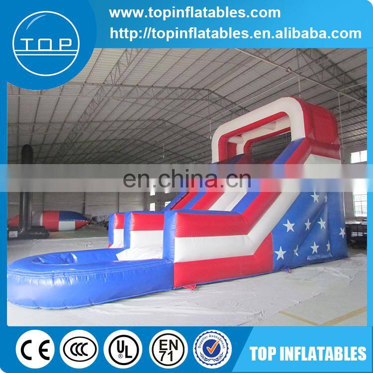 Giant inflatable water slide park American flag slide