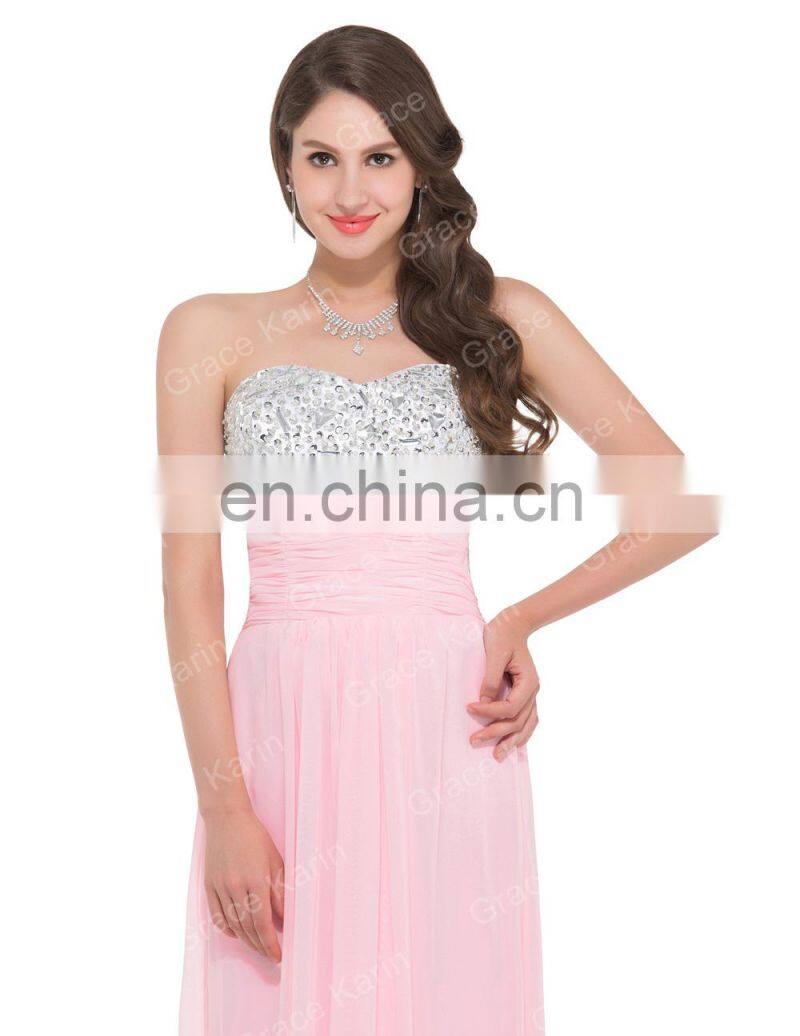 Grace Karin New Fashion Sexy Ladies Long Rhinestone Beaded Evening Dress CL3424-3#