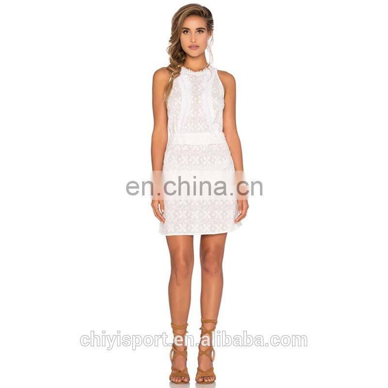 oem new fashion short white high neck xxx ladies beach dress