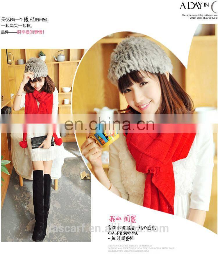 100% acrylic women scarf printed big long shawl ball of yarn red