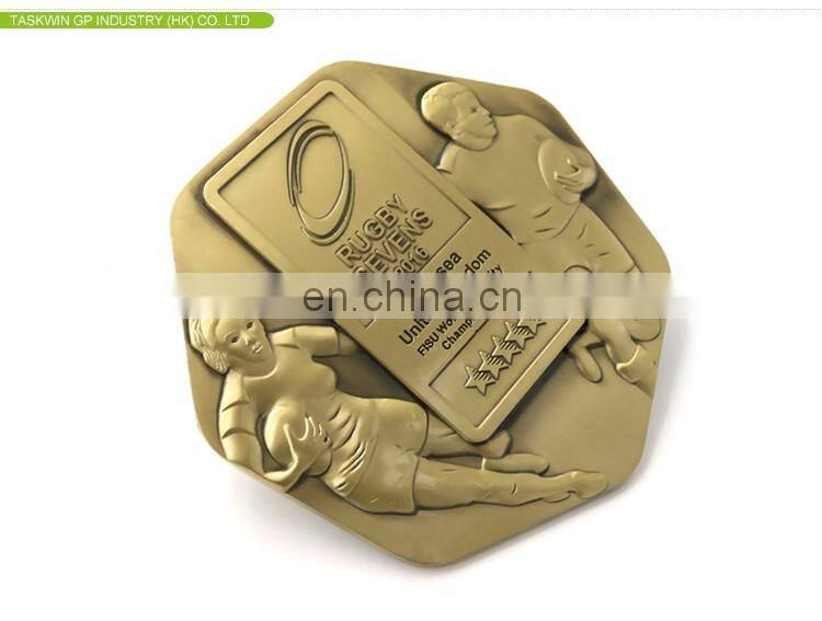 gold metal medal for rugby football