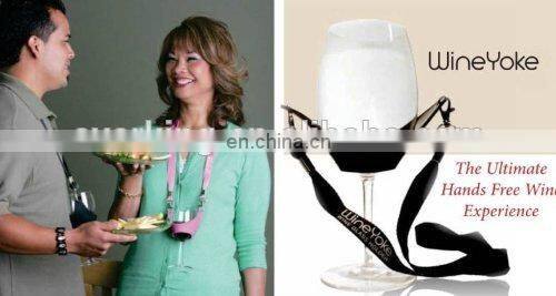custom hand free wine glass holder polyester printing lanyard