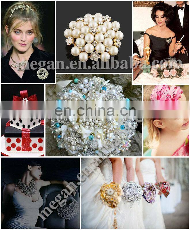Pearl Silver Crystal Rhinestone Buttons for Bridal Embellishment