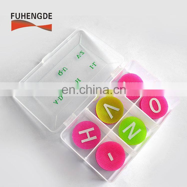 Double side hook and loop alphabet letters for T-shirt garments shoes