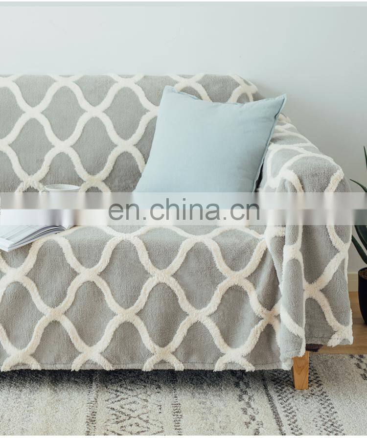 High quality 100% polyester sofa protector plush couch cover for winter