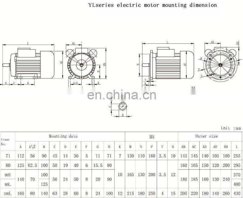 YC90L-4 Motor Capacitor Start Single Phase YC Motor