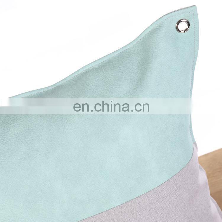 Decorative Luxury High Quality Recycling Faux Leather Lumbar Pillowcase Throw Pillow Case with PU Patchwork