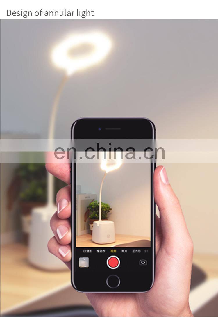 Bedroom led desk lamp with pen holder flexible usb table Touch dimmable multi-functional rechargeable bending table lamp led