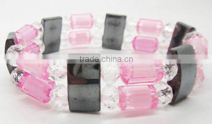 Fashion 2013 magnetic hematite spacer bracelet 7.25'