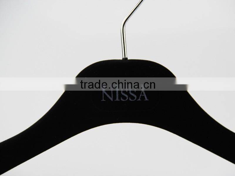 HA6943 flocked cover coat hanger velvet plastic clothes hanger