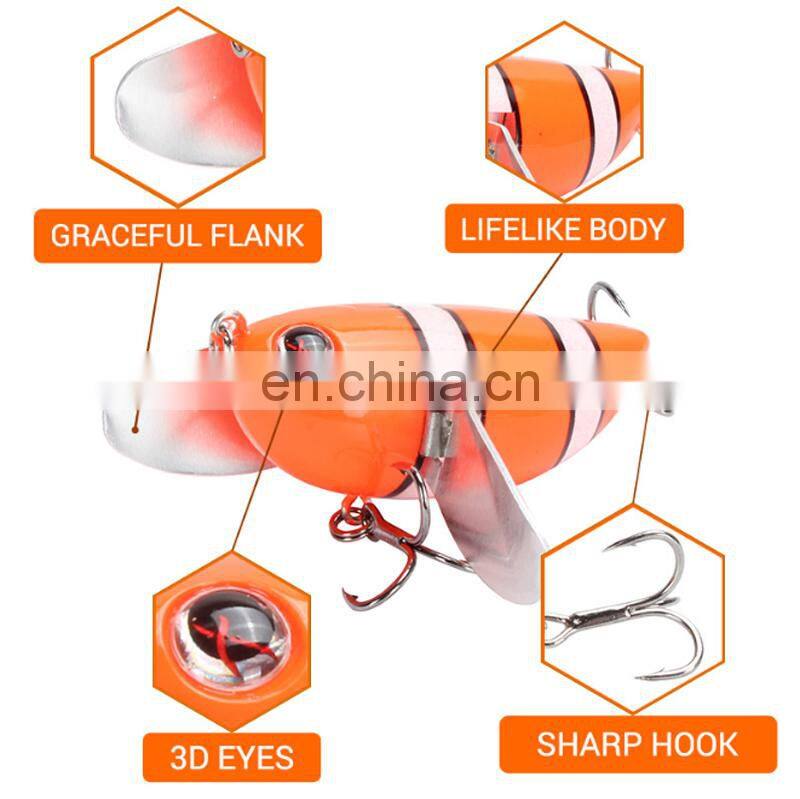 The Newest 6cm 12.6g 3D Eyes Hard Popper With Graceful Spoons Lures For Saltwater Freshwater Topwater Popper