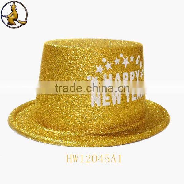 Yellow PVC with Glitter Happy New Year Top Hat