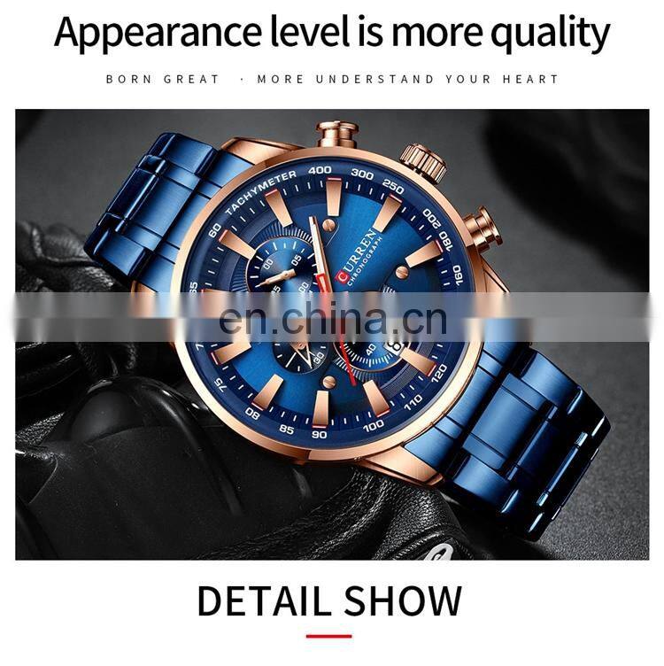 CURREN 8351 Mens Watch Big Dial Waterproof Japan Quartz Stainless Steel Calendar Men's Quality Wrist Watches