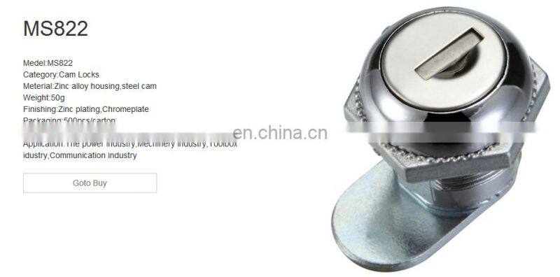 MS822 top quality zinc alloy die-cast housing and cylinder cam lock cabinet lock machine cam locks