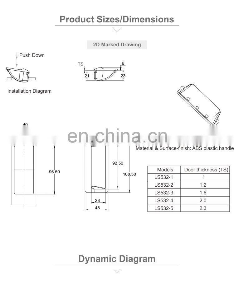 LS532 ABS Plastic Black Door Handles