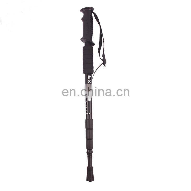Outdoor trekking poles hiking camping mountain climbing walking cross country folding telescopic T handle straight handle four-s