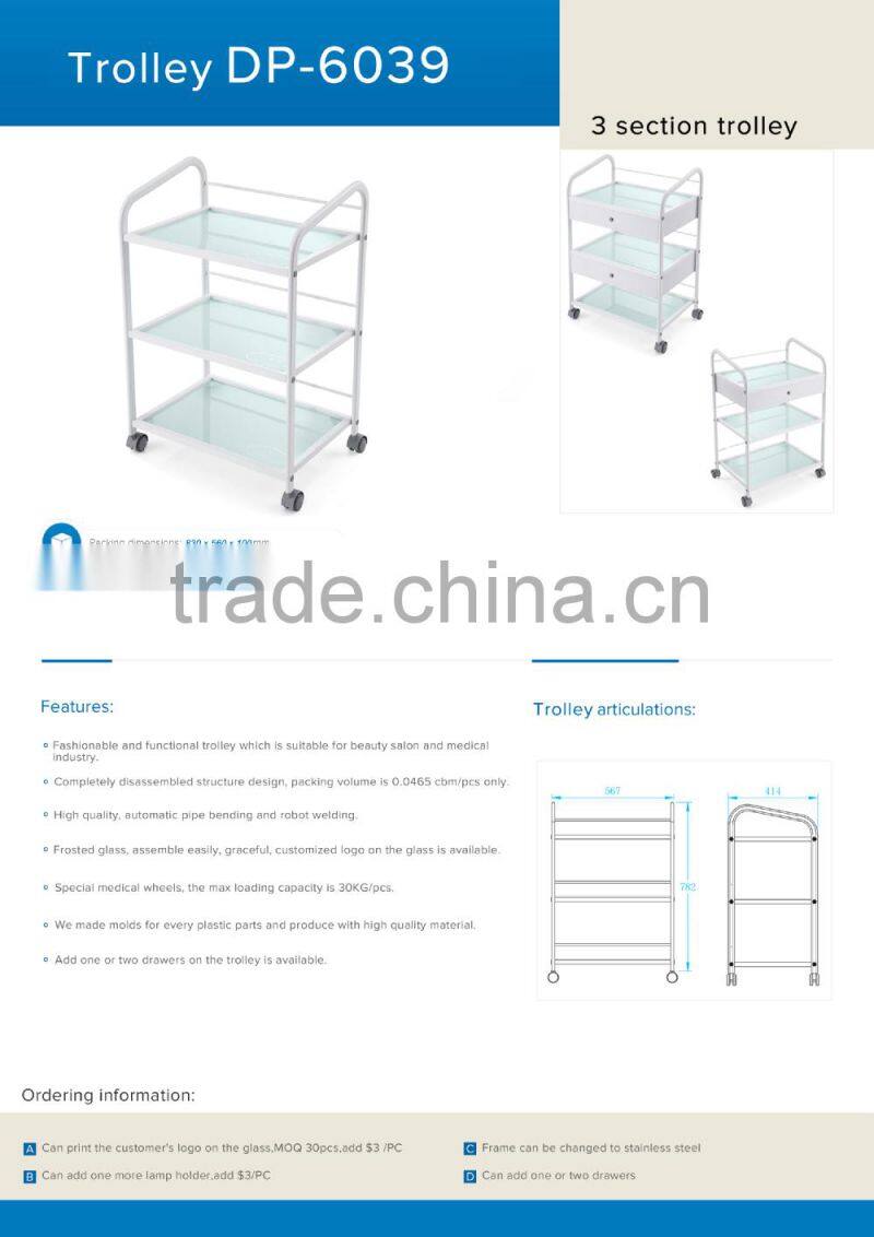 beauty salon equipment wooden hand trolley for sale