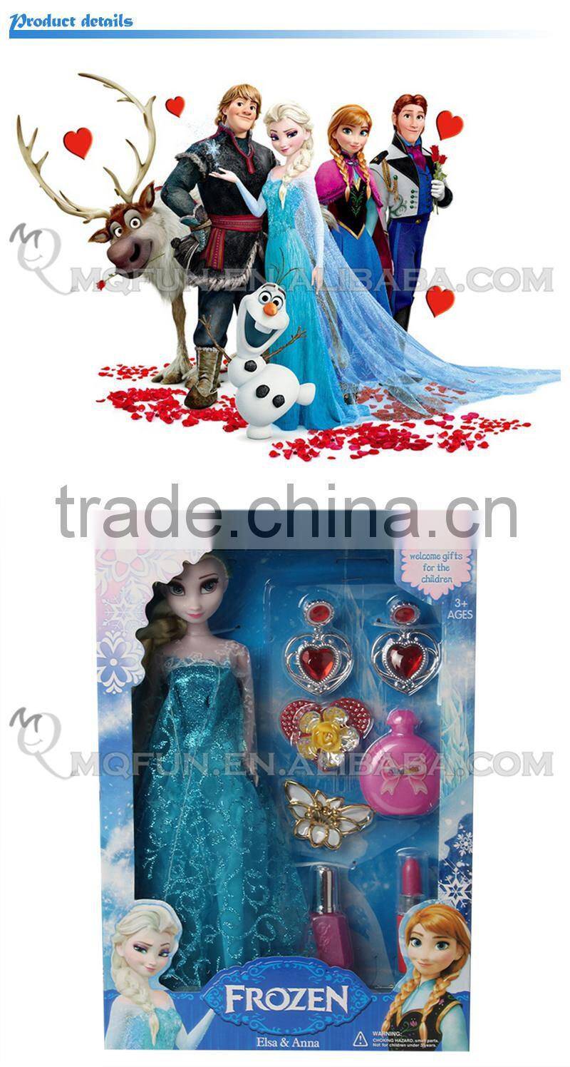 Mini Qute Kawaii movable joints Plastic cartoon Frozen doll Frozen princess anna & elsa olaf with Cosmetics girls children toys