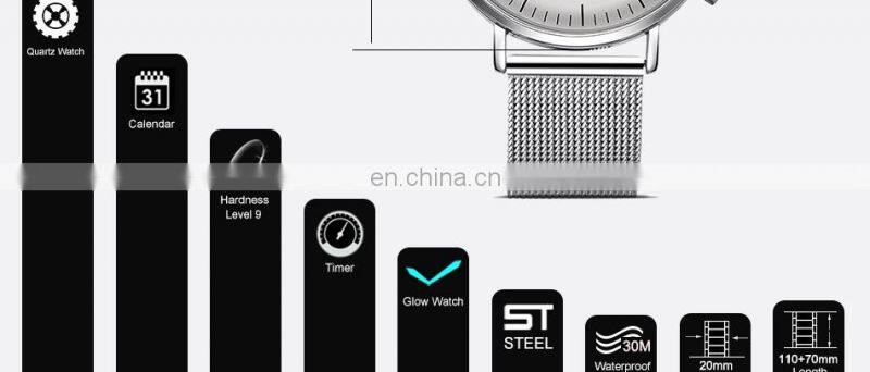 SINOBI Minimalism Man Wristwatch Date Window Sliver Gentleman Watch Professional OEM Watch Manufacturer Factory