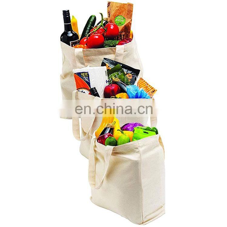 Custom Logo Printed Eco friendly canvas tote bag Cotton shopping bag for markets ecobag for vegetable Reusable mesh bag