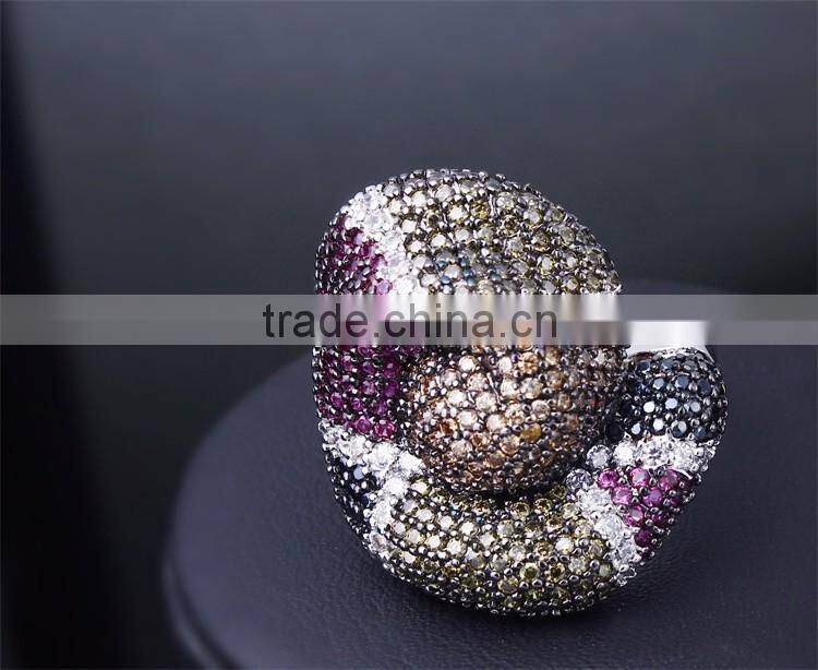 Grand Luxury Multi Color Snake Design Chunky Jewelry Bijoux Cocktail Party Ring