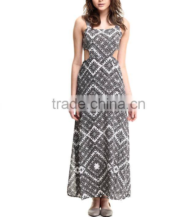 2015 China manufacturer customized ladies Irregular high-cut evening maxi dress