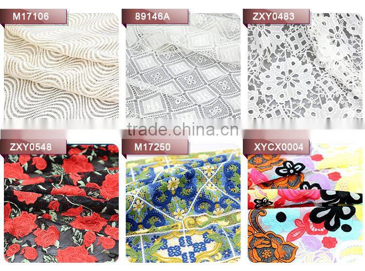 Hot sale fashion orange maple leaves shape chemical lace embroidery fabric wholesale