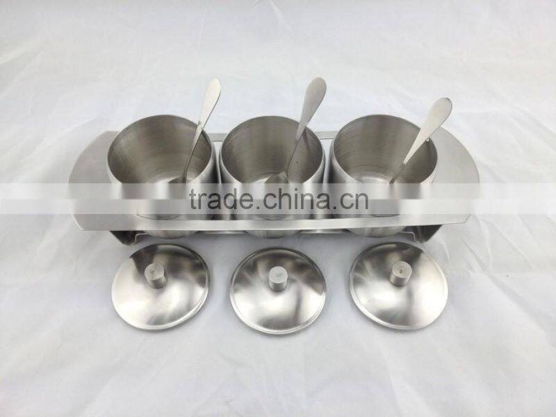3pcs stainless steel spice bottle with spoon set