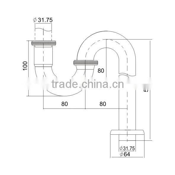 Decorative 1 1/4" Inch Kitchen S-Trap Chrome Plated Brass Trap Sink Basin S-Trap
