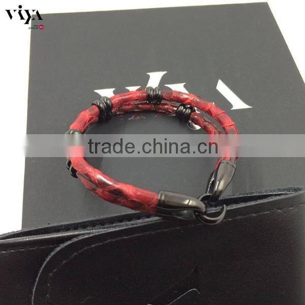 2016 Latest FashionJewelry Black Stingray Leather Cord,Genuine Stingray Bracelet With Stainless Steel Jewelry