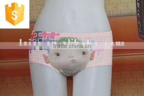 Cute cartoon Huba pattern laser cut panties, one piece sexy girl panty