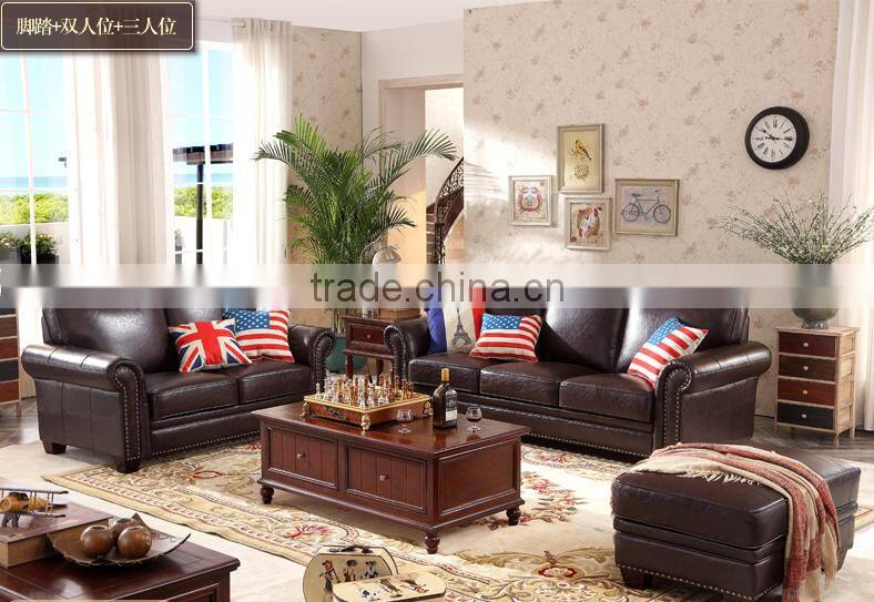 New American real leather sofa high quality living room furniture sectional sofa